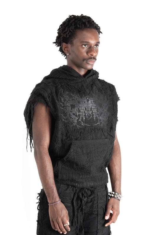 COBWEB SLEEVELESS HOODIE