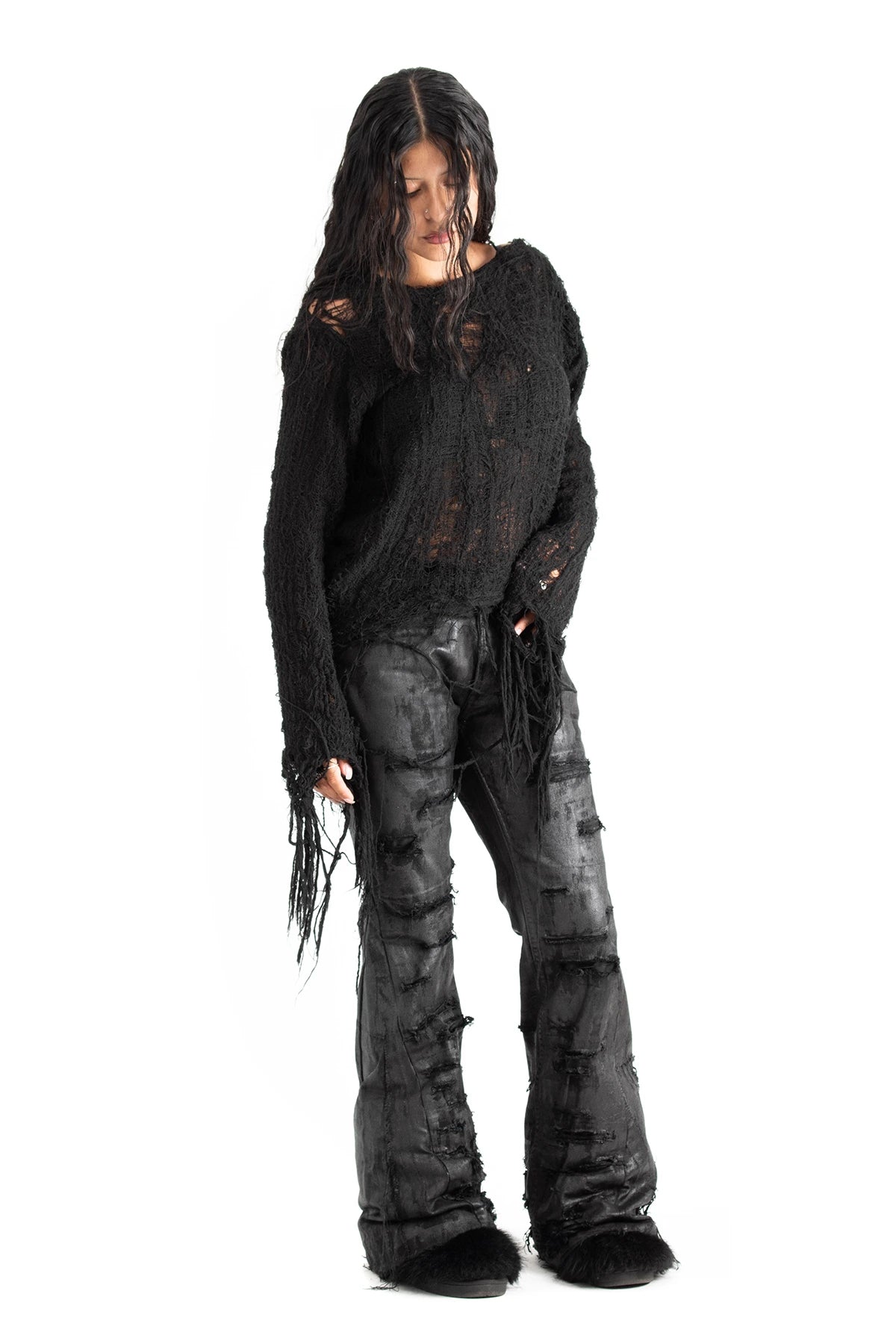FLARED FOIL JEANS
