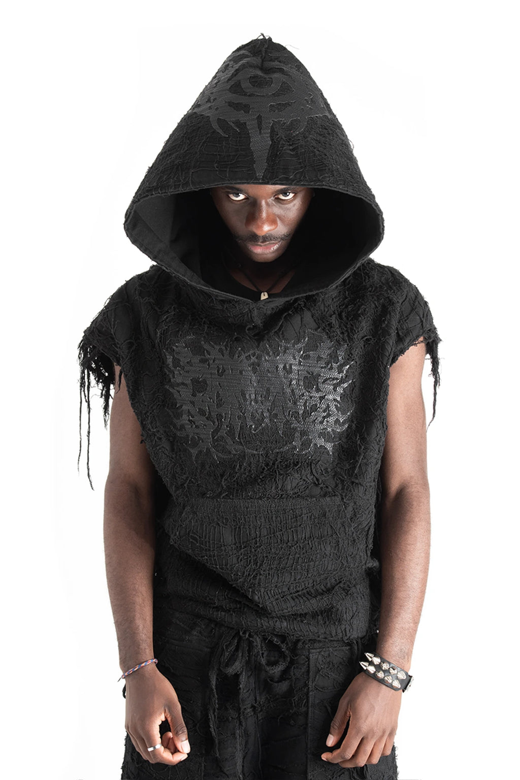COBWEB SLEEVELESS HOODIE