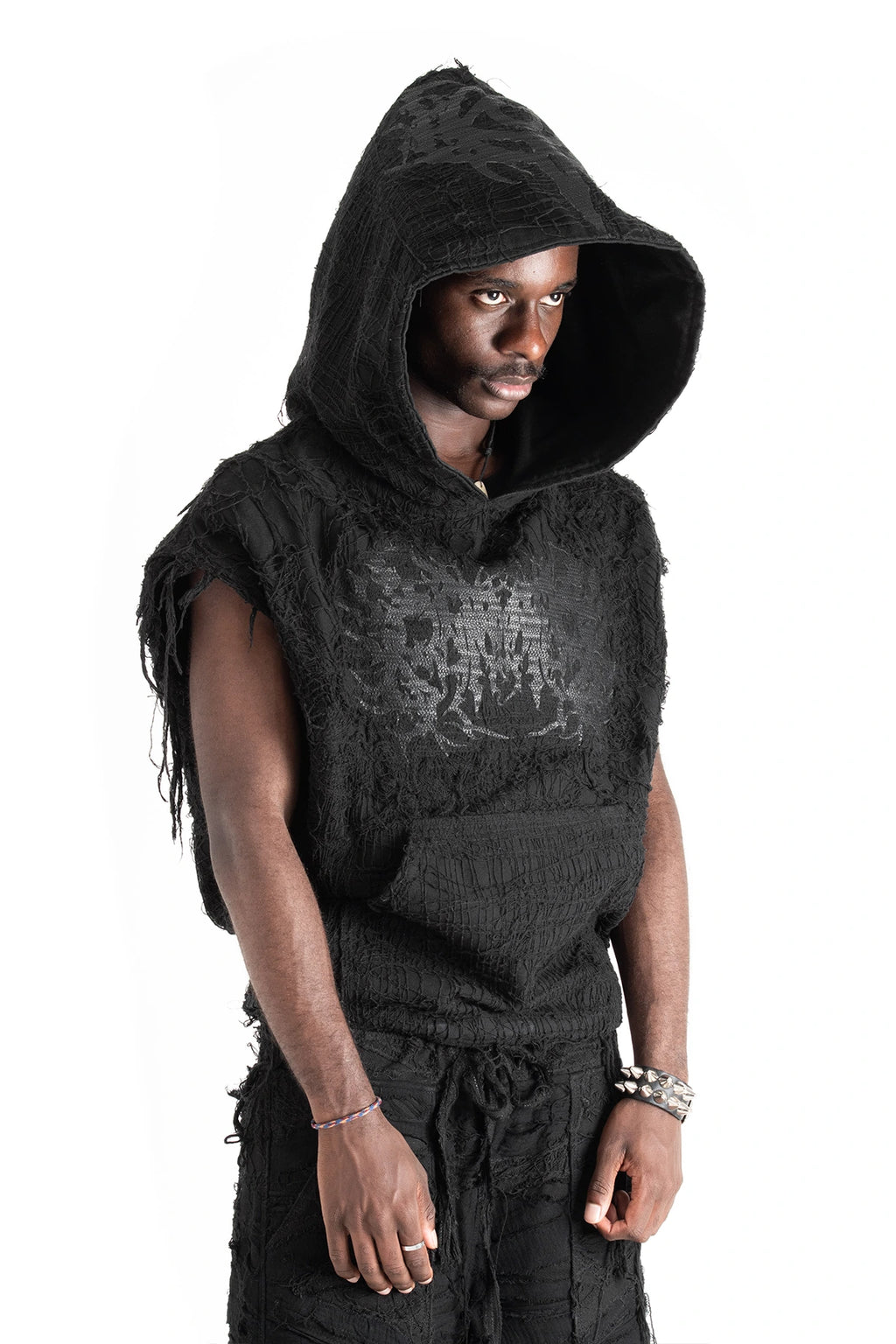 COBWEB SLEEVELESS HOODIE