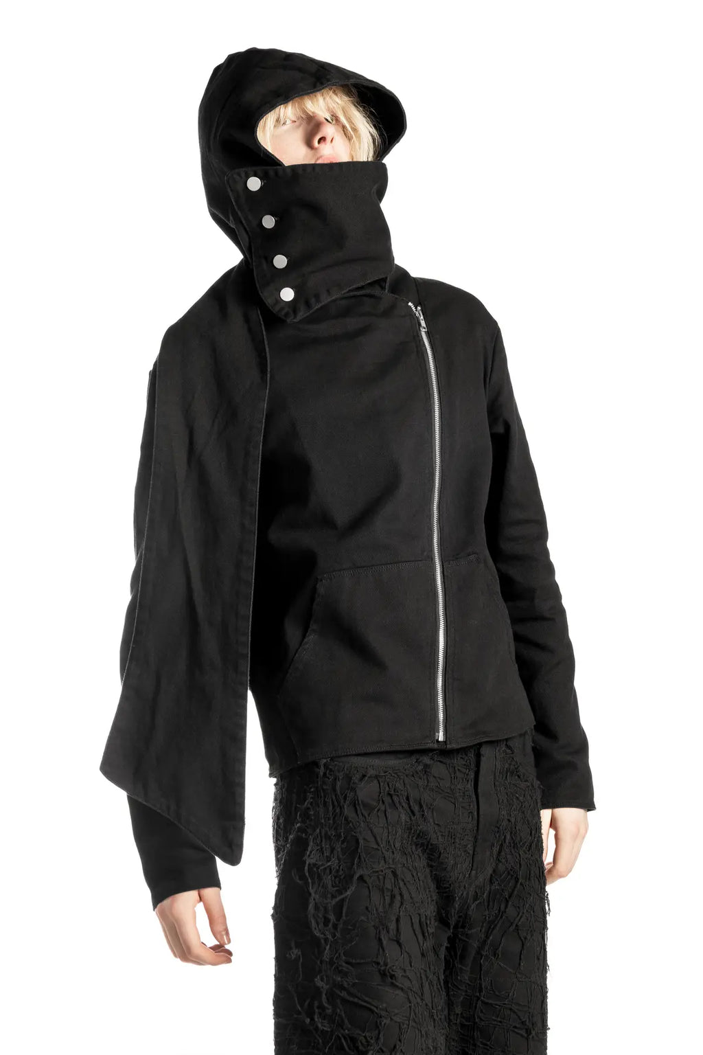 ASYMMETRIC SCARF HOODIE