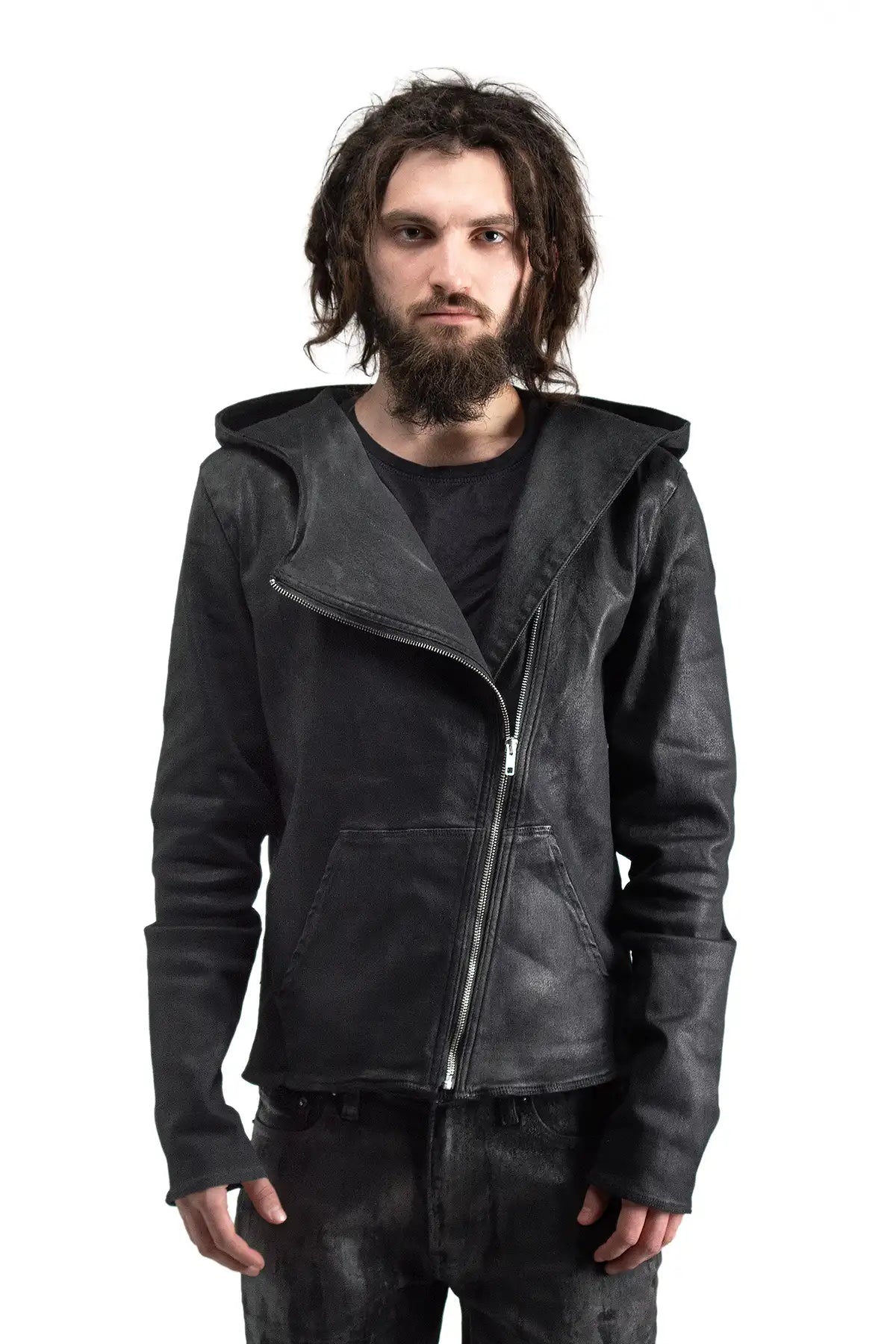 ASYMMETRIC WAX HOODIE