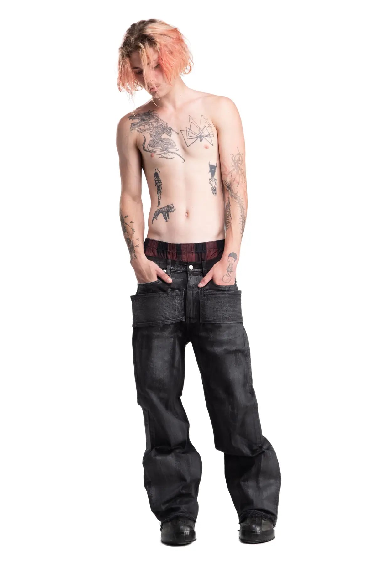 WAXED BAGGY JEANS