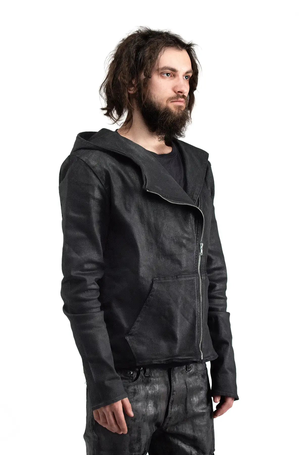 ASYMMETRIC WAX HOODIE
