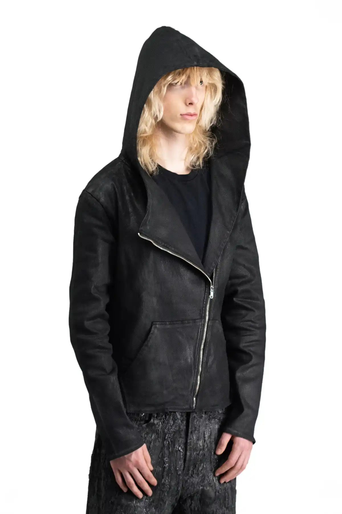 ASYMMETRIC WAX HOODIE